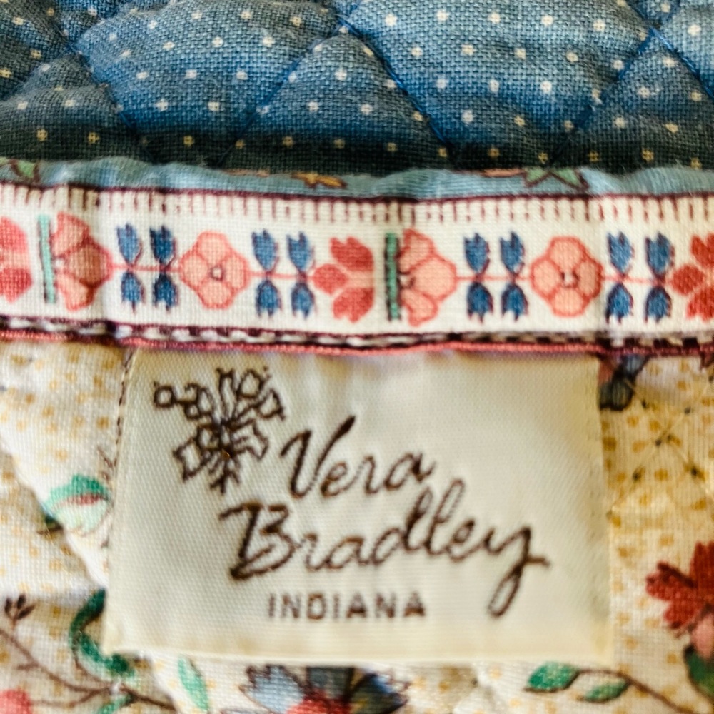 Vintage Vera Bradley Cream Paddy 1985 Indiana Tote Bag & Checkbook Cover Rare! - Picture 11 of 12